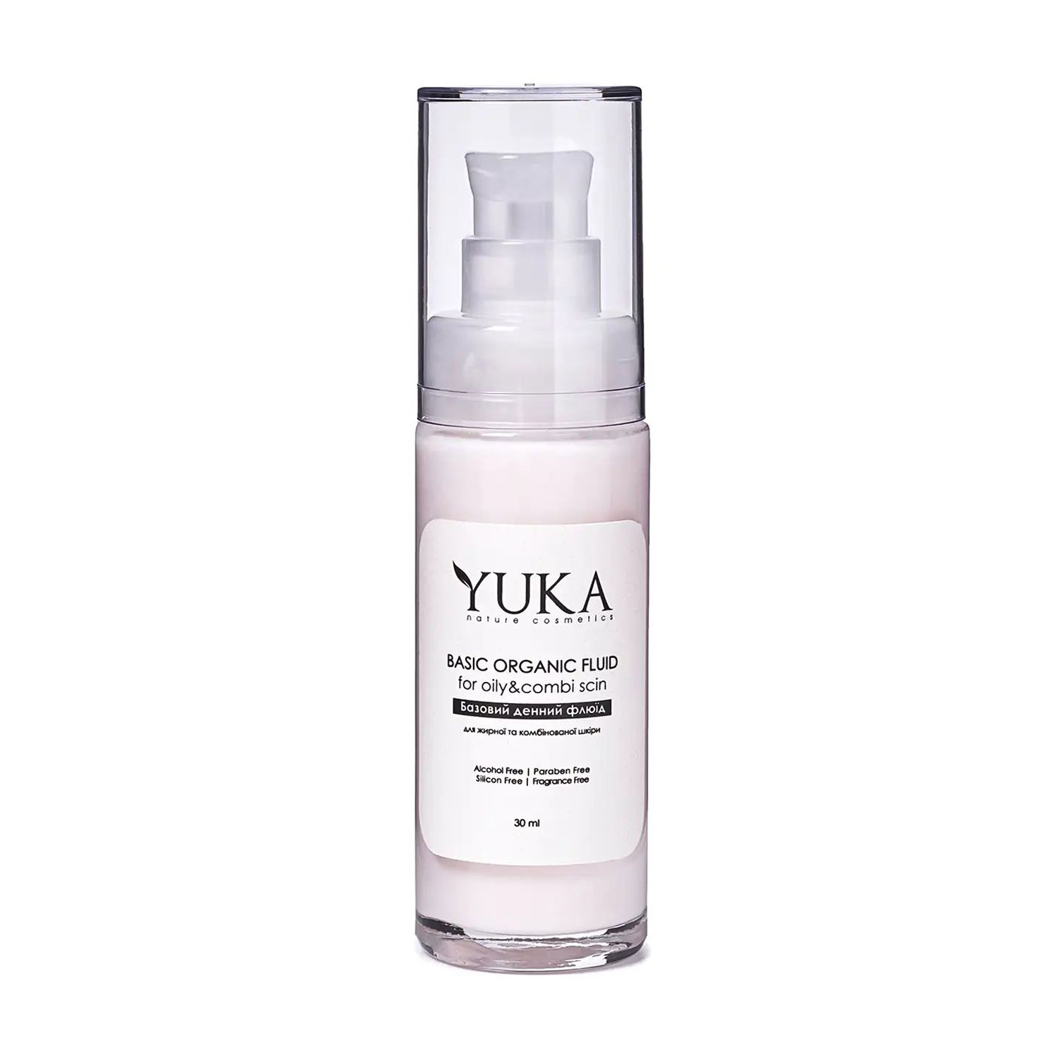 Базовий денний флюїд для обличчя Yuka Basic Organic Fluid для жирної та комбінованої шкіри, 30 мл